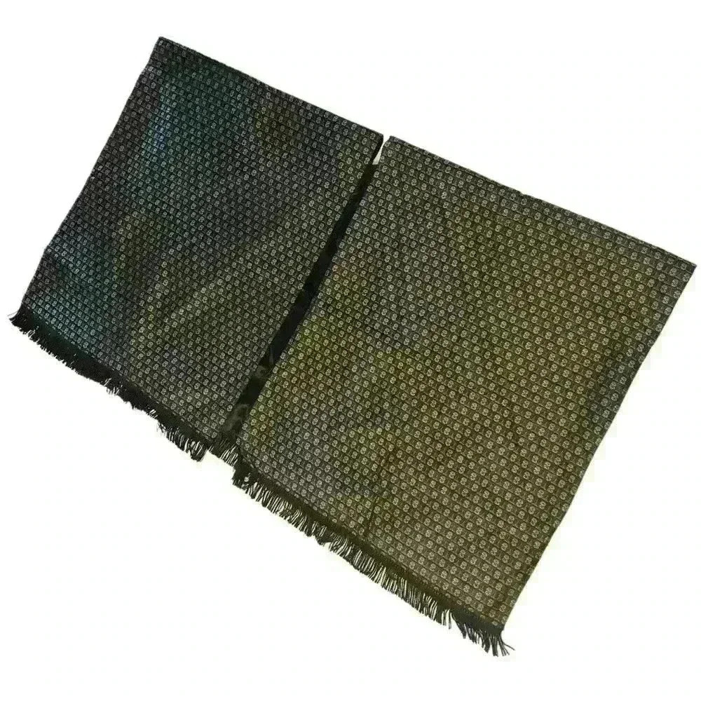 Unique fringed wrap cape with metallic green & gold indigenous figures OSFM - Picture 6 of 7